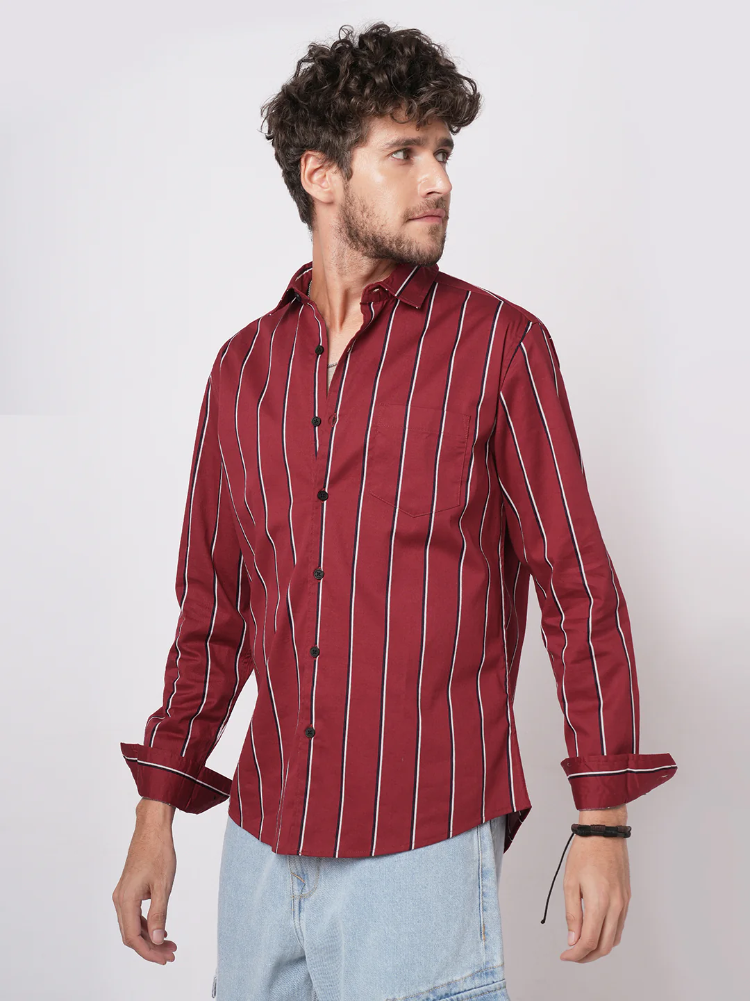Fire Brick Red Regal Striped Shirt - Image 4