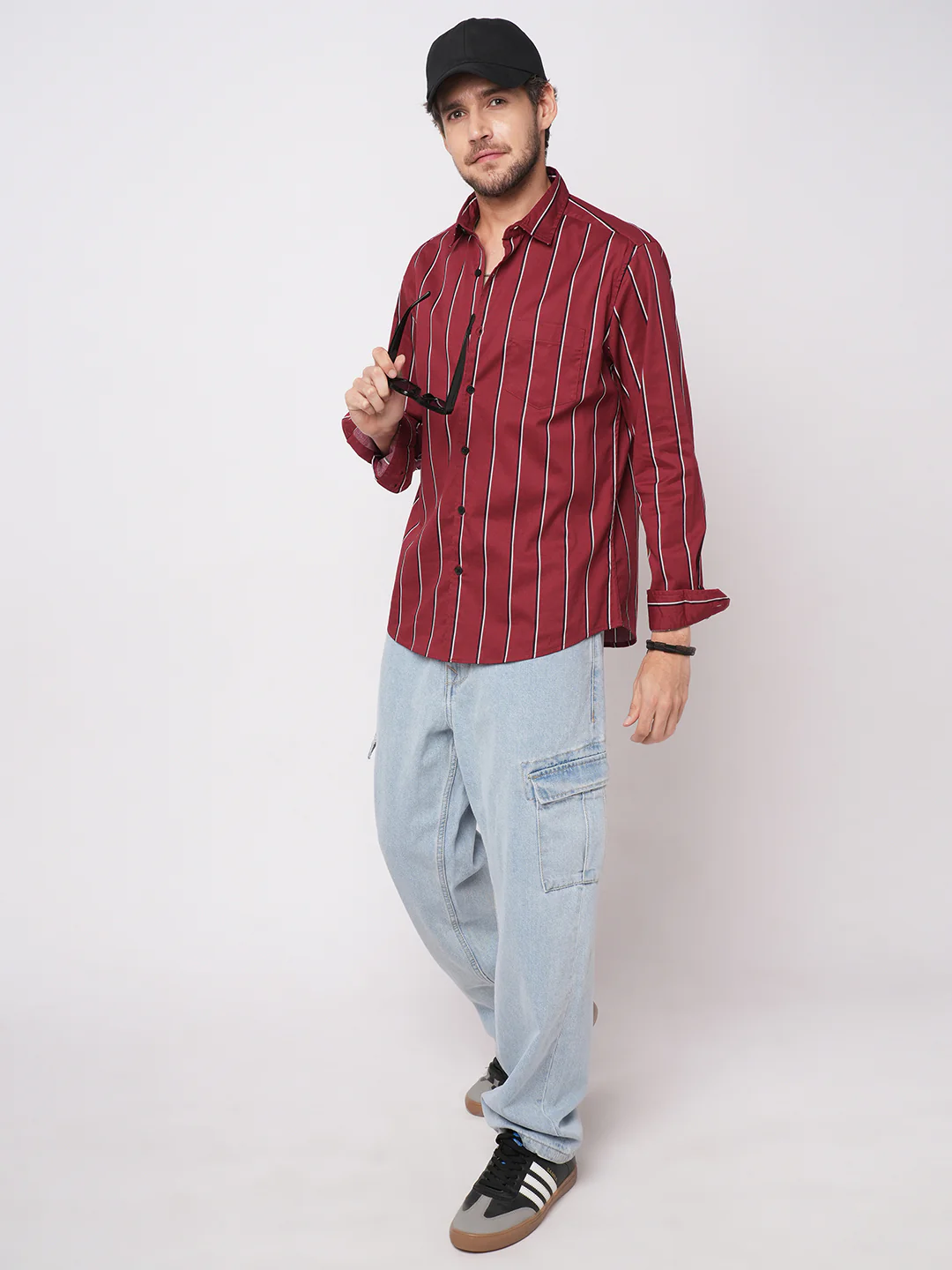 Fire Brick Red Regal Striped Shirt - Image 7