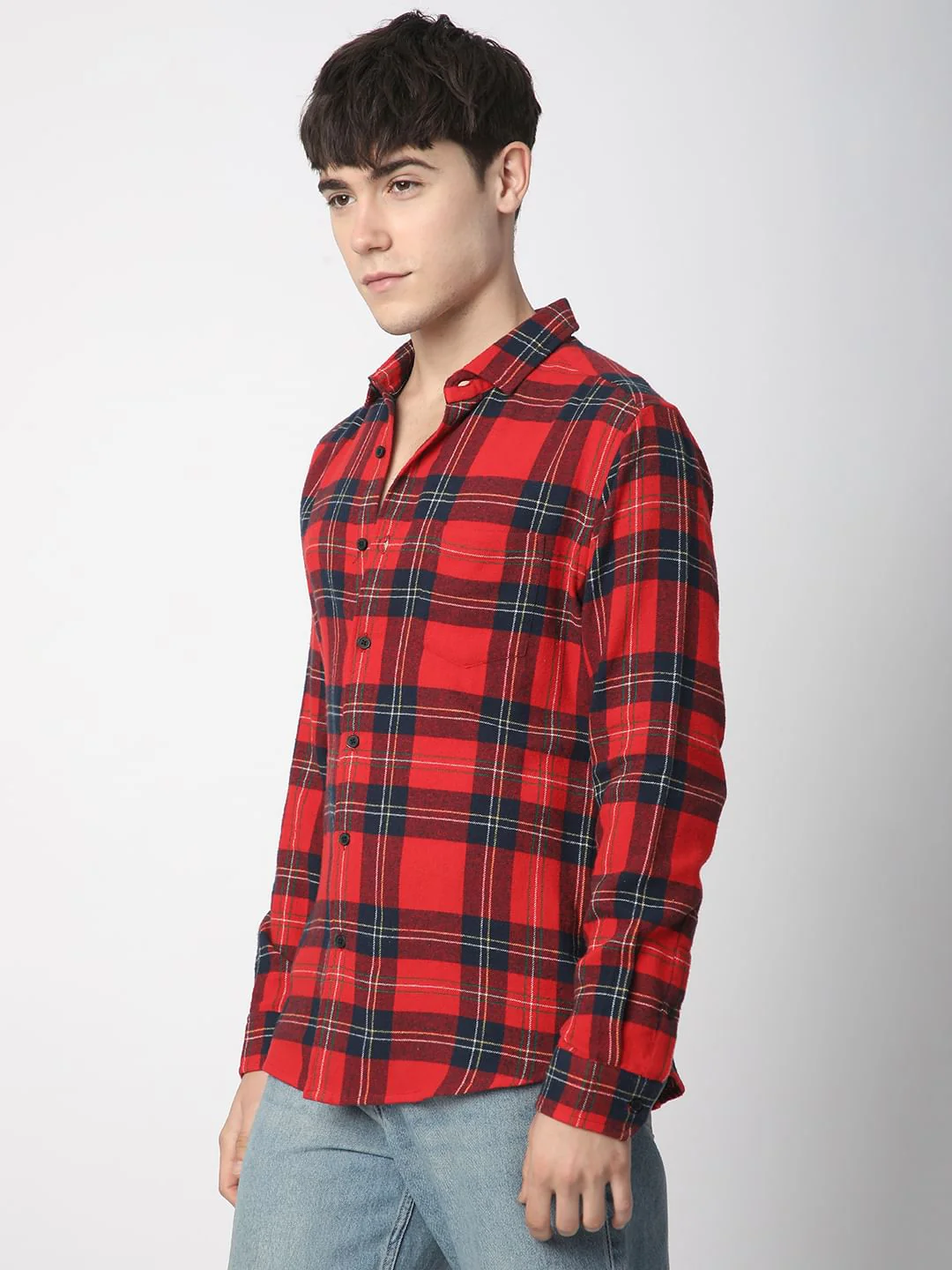 Flannel Red & Black Plaid Checks Shirt - Image 5