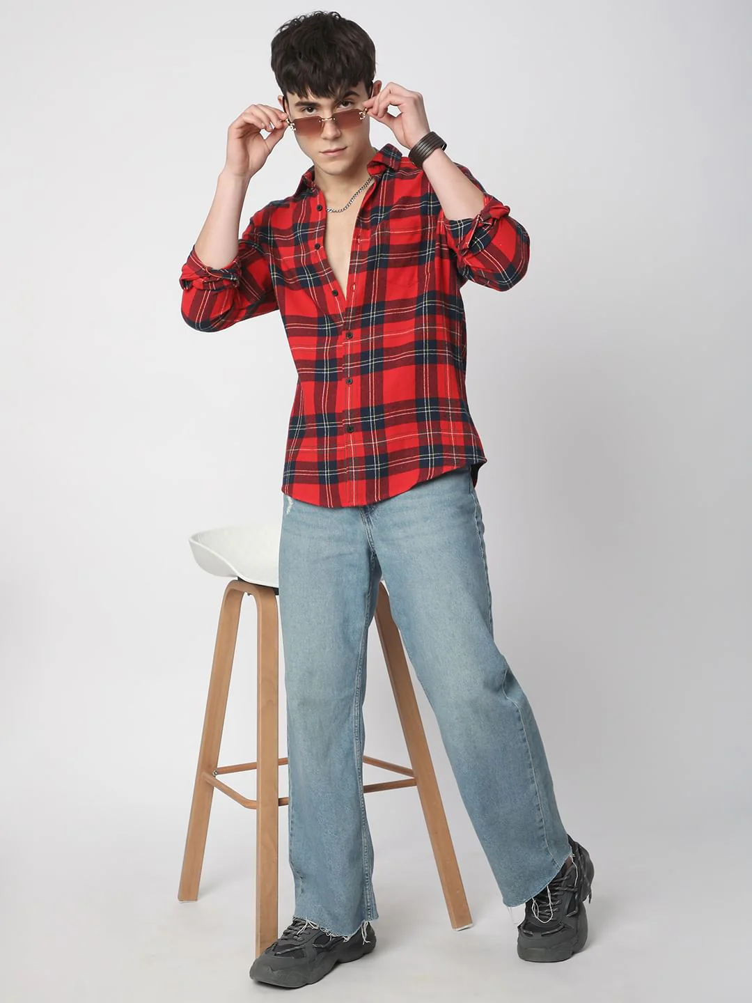 Flannel Red & Black Plaid Checks Shirt - Image 7