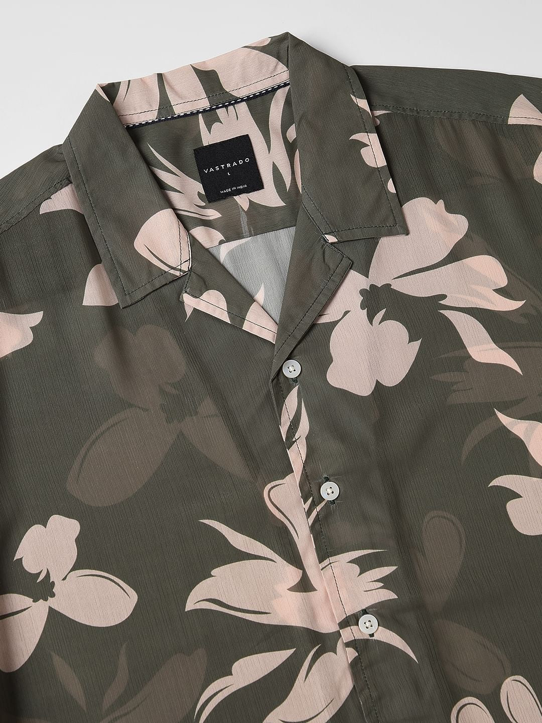 Floral Artistry Olive Oversized Chiffon Shirt - Image 3