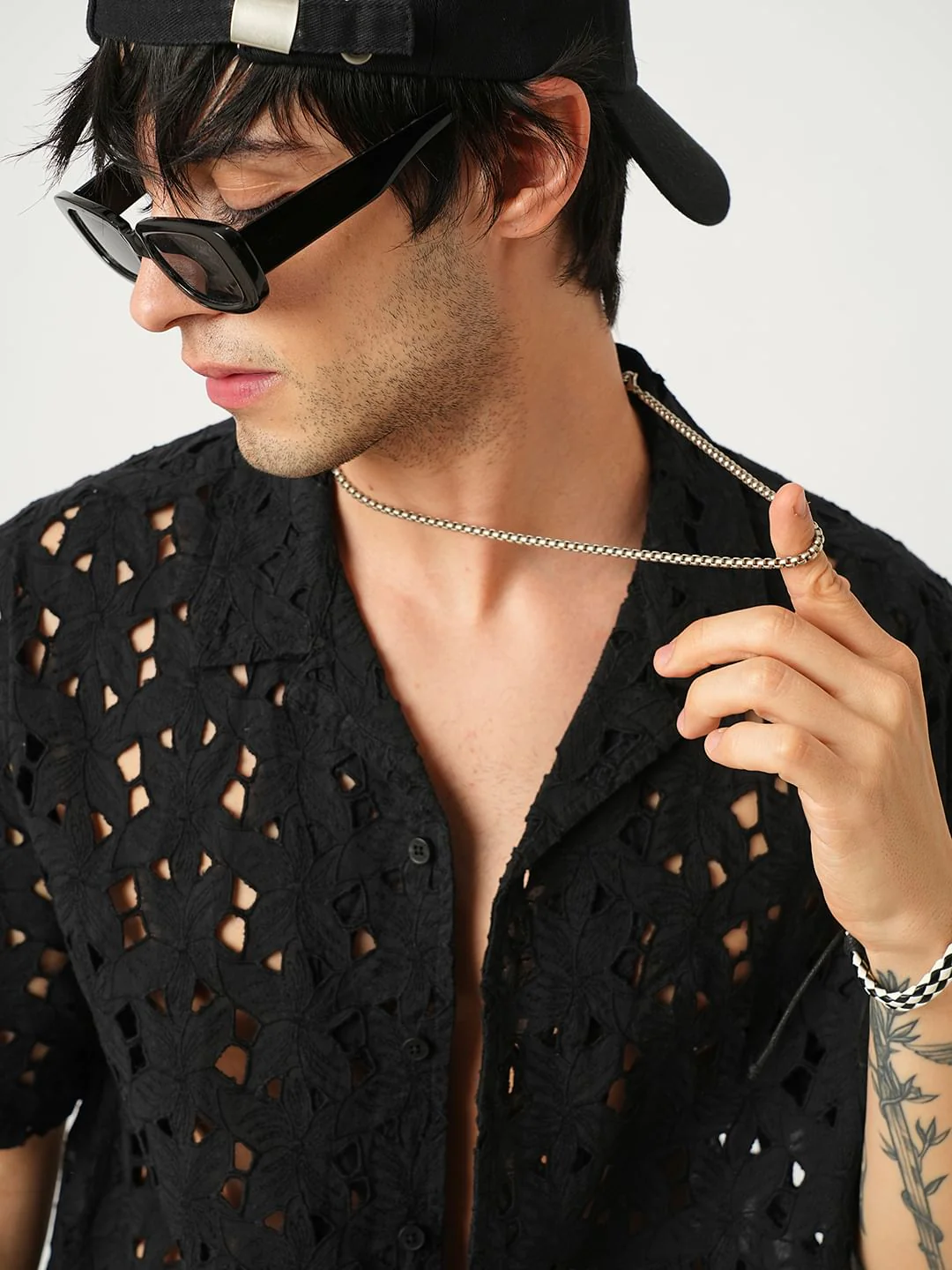 Floral Black Schiffli Oversized Shirt - Image 3
