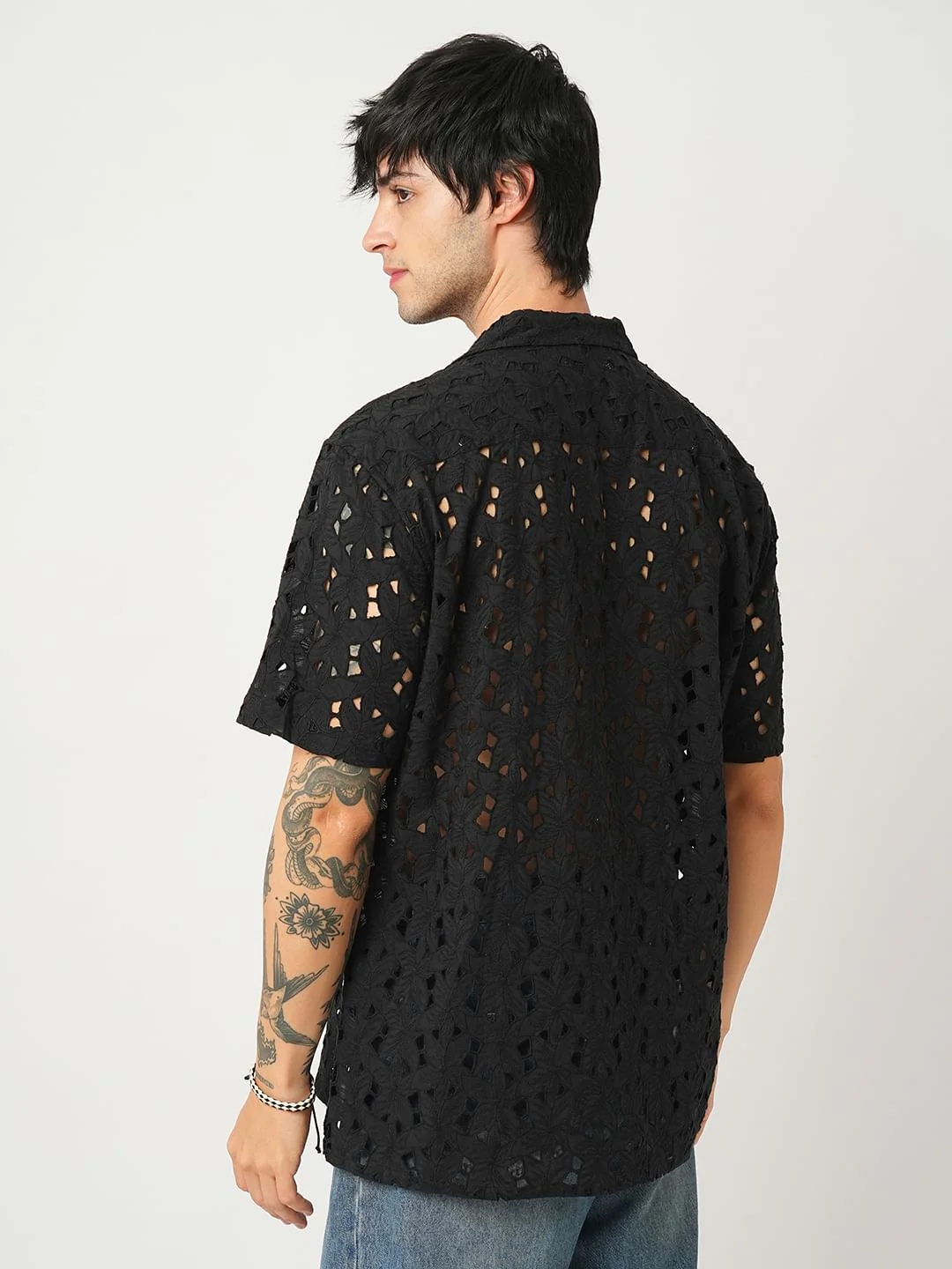 Floral Black Schiffli Oversized Shirt - Image 6