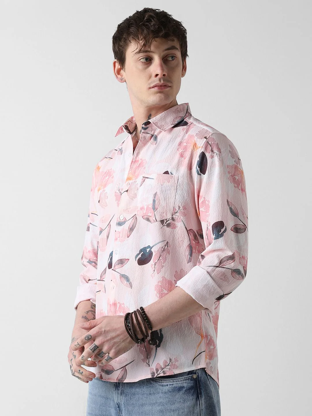 Floral Peachy Pink Crushed Shirt - Image 6