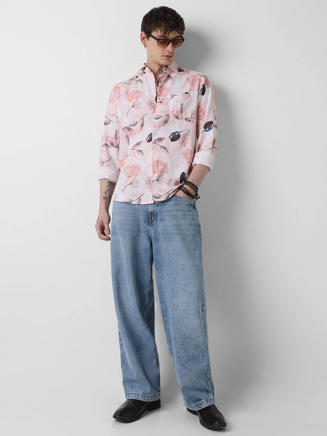 Floral Peachy Pink Crushed Shirt - Image 8