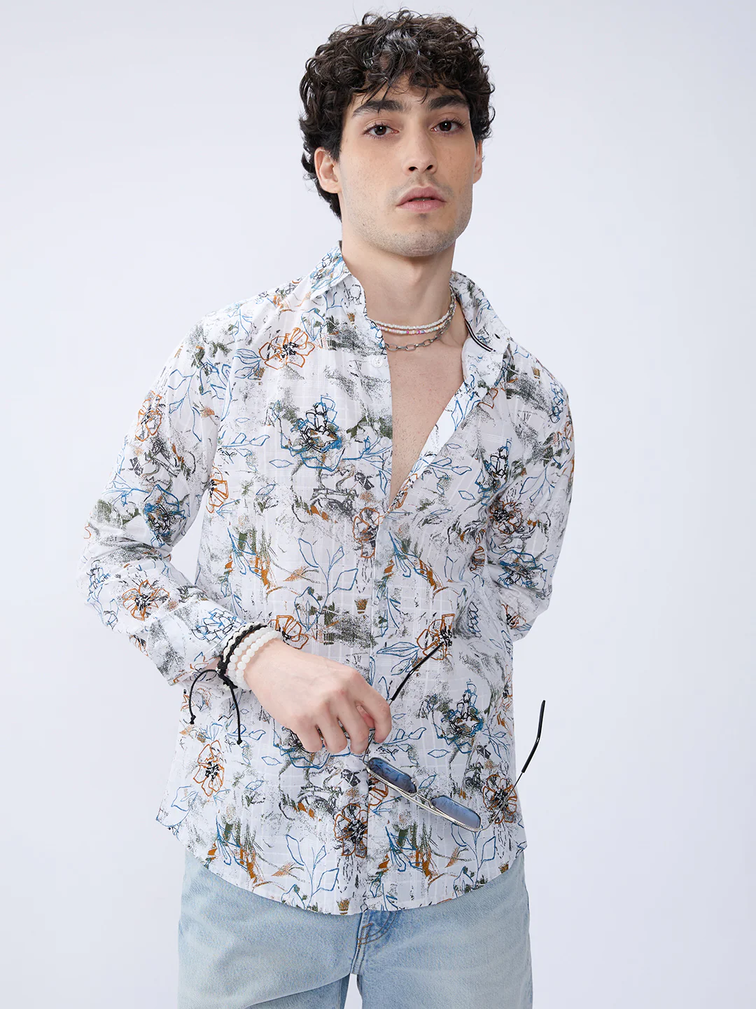 Floral Rush White Checks Canvas Luxe Shirt - Image 4
