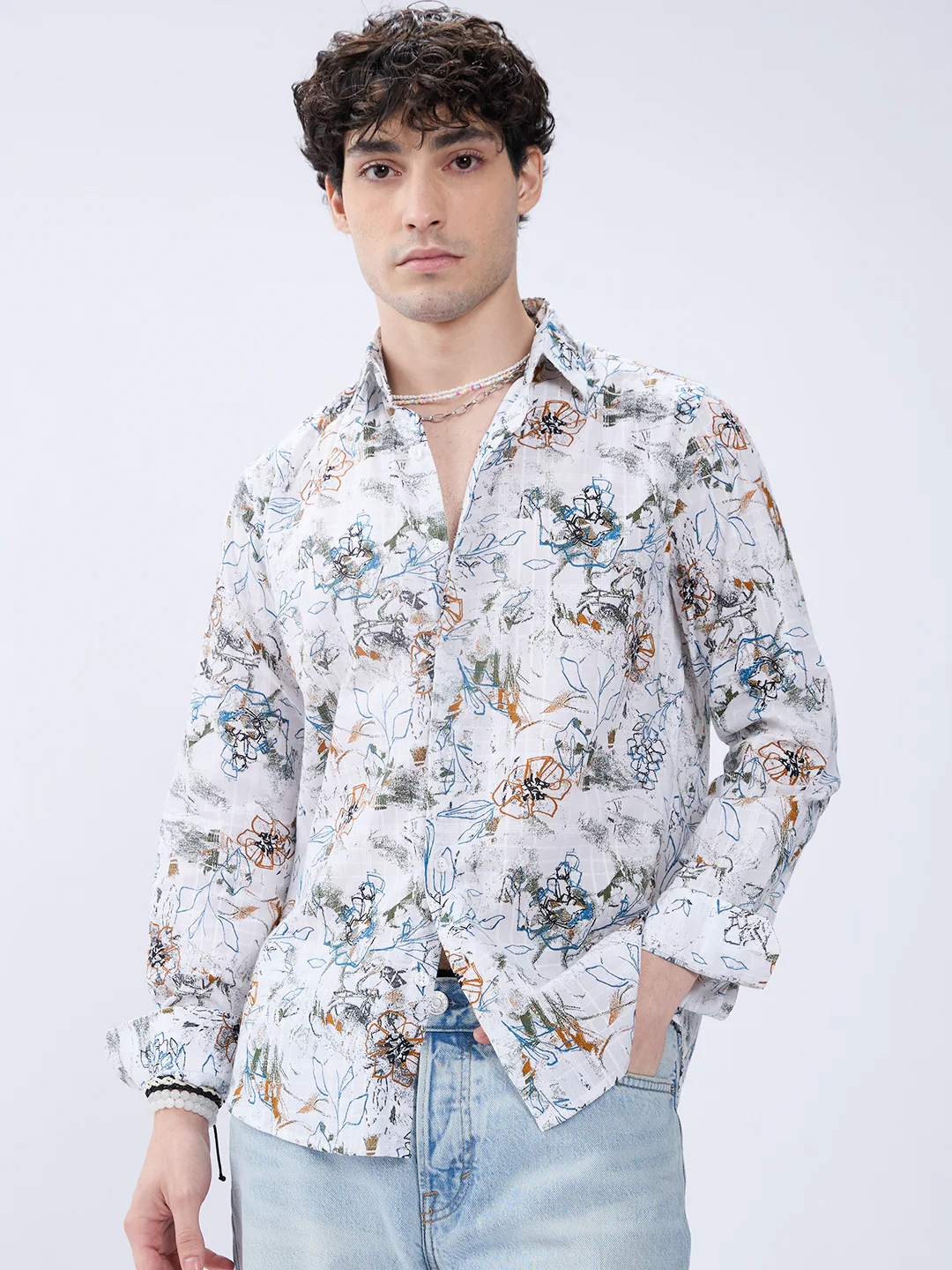 Floral Rush White Checks Canvas Luxe Shirt - Image 5