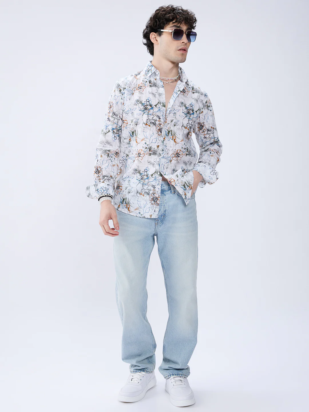 Floral Rush White Checks Canvas Luxe Shirt - Image 8