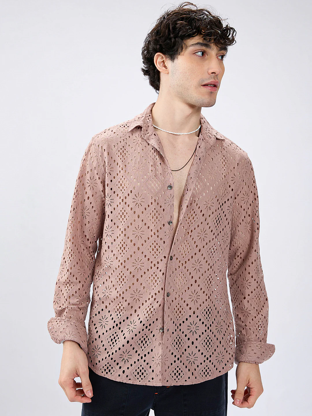 Fawn Beige Diamond Lacecarved Posh Shirt - Image 5