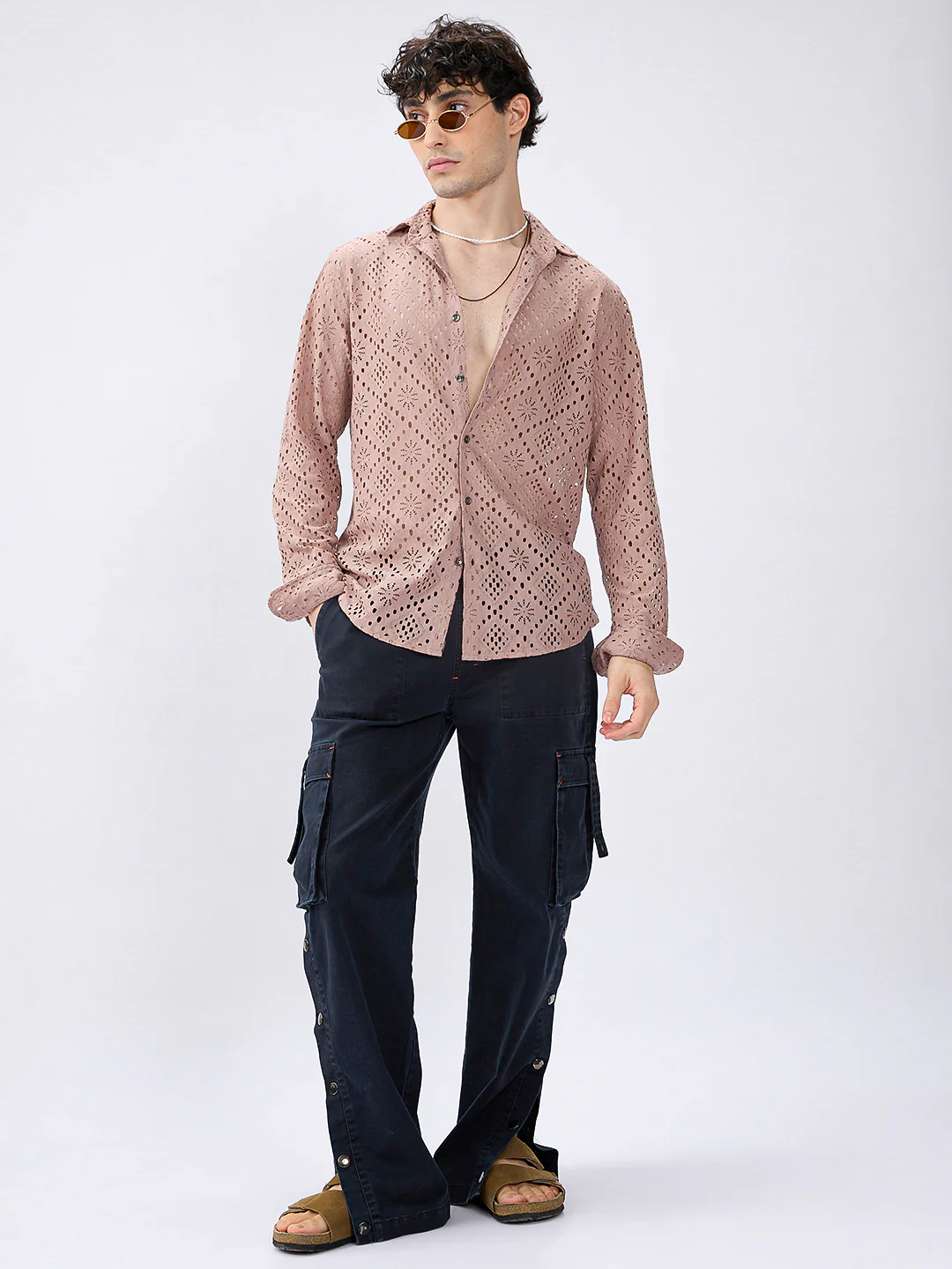 Fawn Beige Diamond Lacecarved Posh Shirt - Image 8