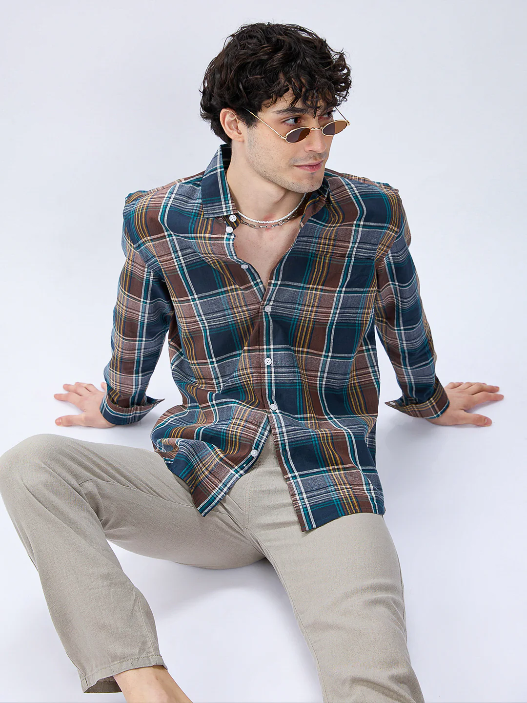 Forest Brown Multitone Heritage Checks Shirt - Image 2