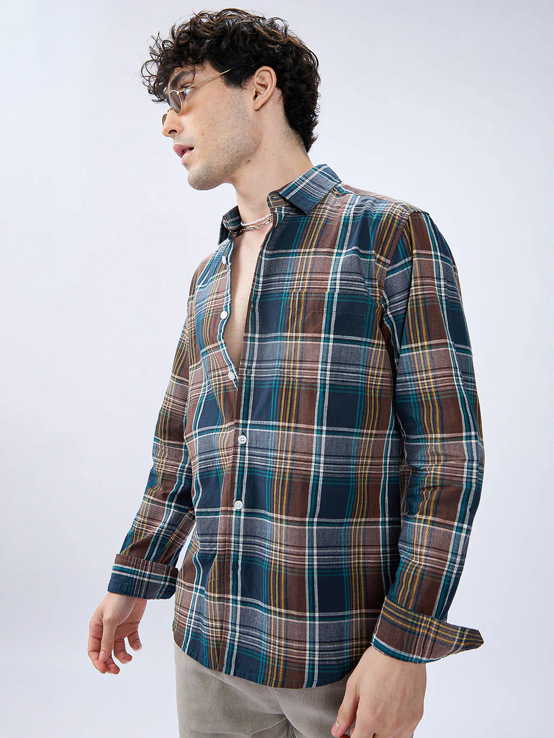 Forest Brown Multitone Heritage Checks Shirt - Image 5