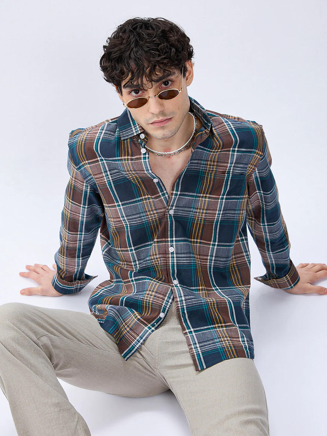 Forest Brown Multitone Heritage Checks Shirt - Image 7