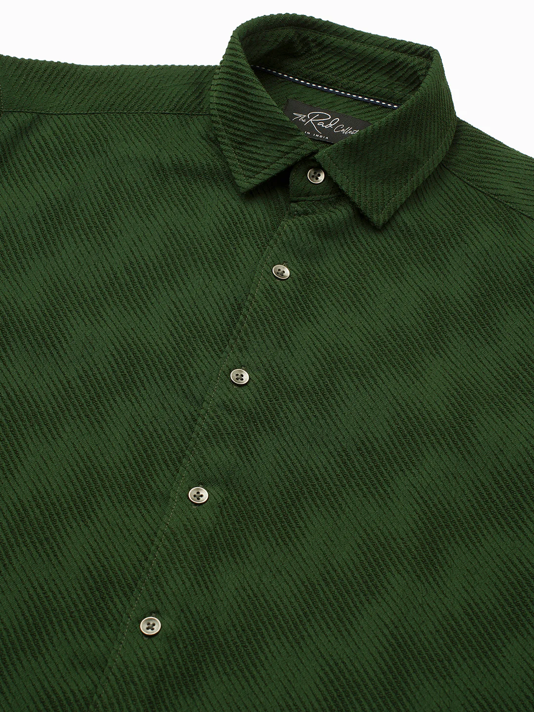 Forest Green Diagonal Striped Textured Shirt - Image 3