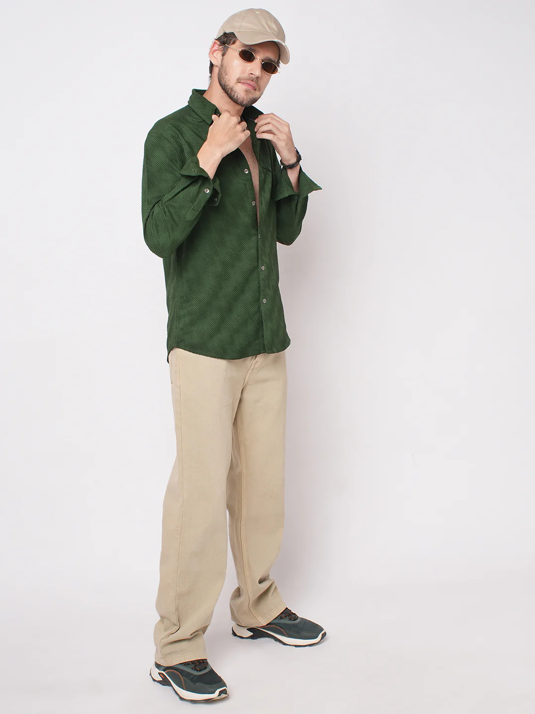 Forest Green Diagonal Striped Textured Shirt - Image 8