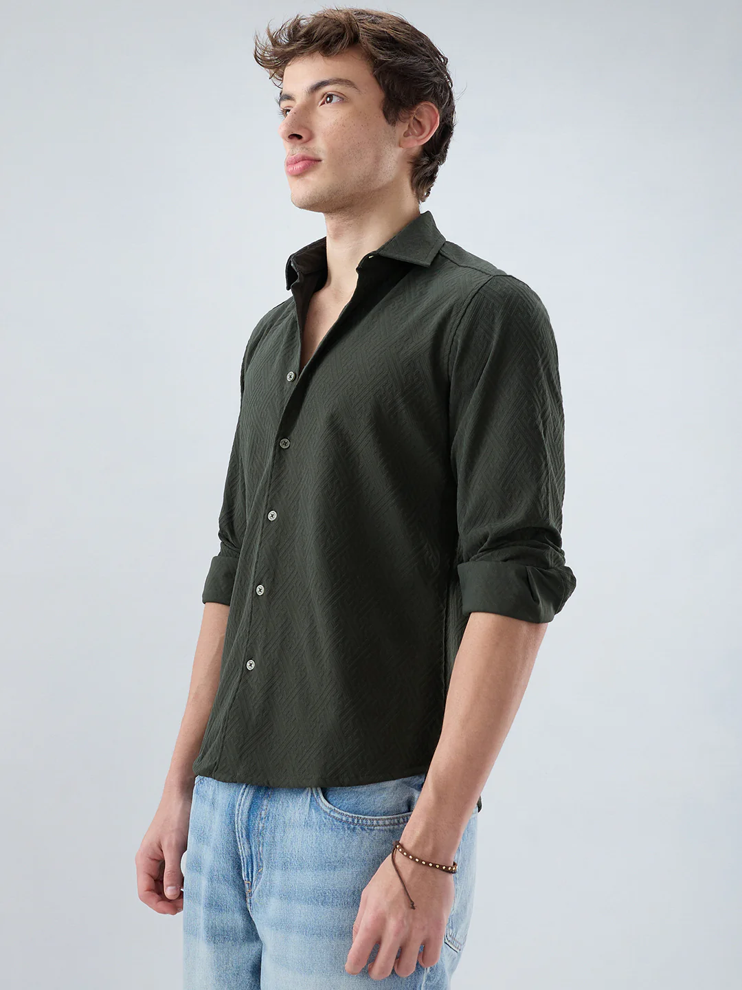 Forest Green Interlock Maze Weave Knitted Shirt - Image 6