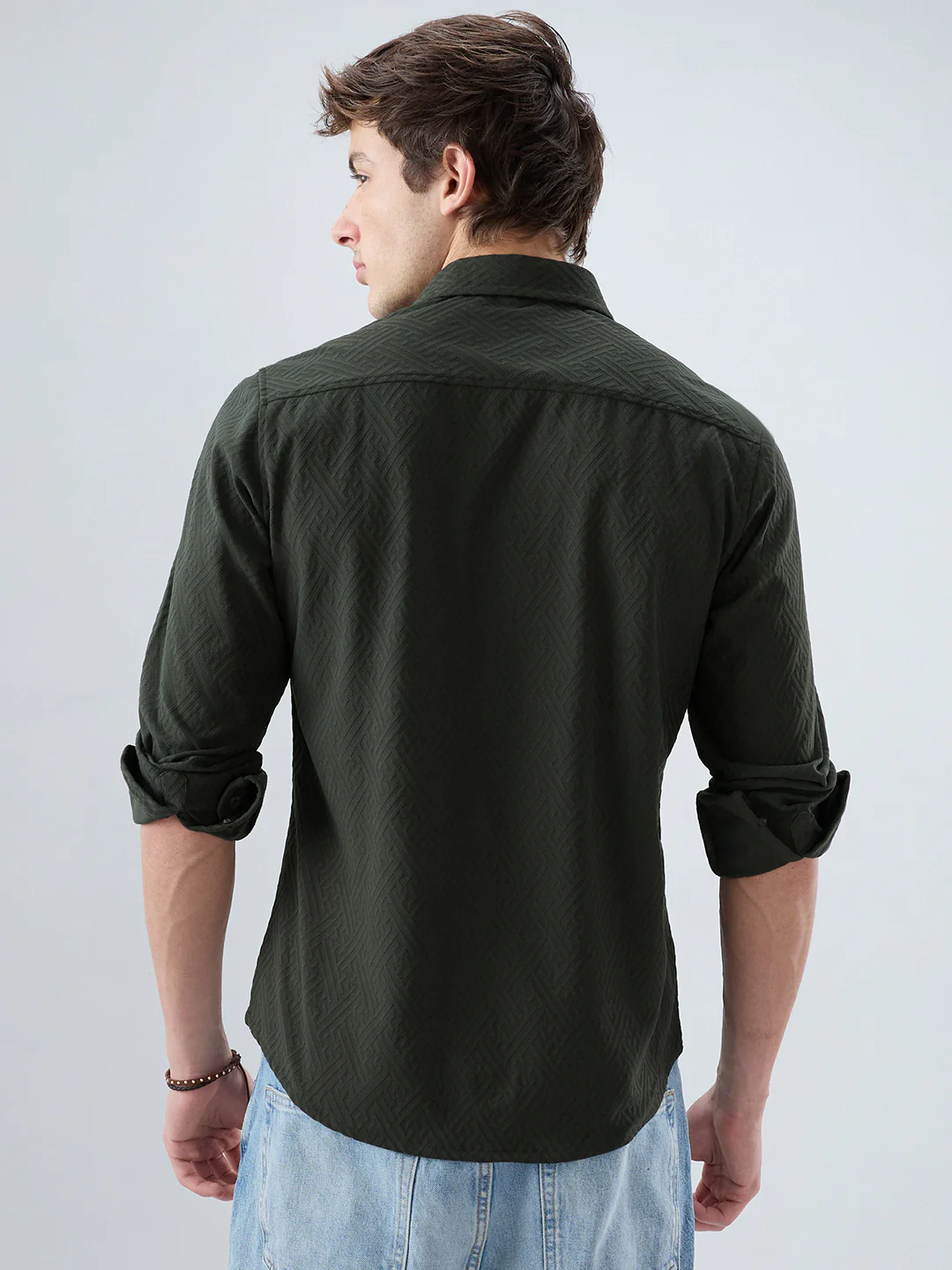 Forest Green Interlock Maze Weave Knitted Shirt - Image 7
