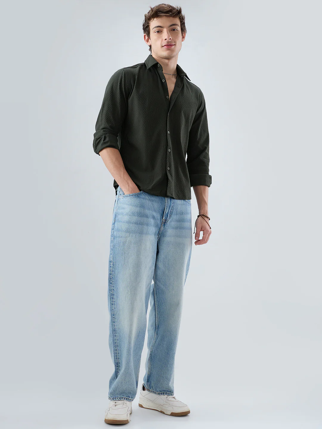 Forest Green Interlock Maze Weave Knitted Shirt - Image 8