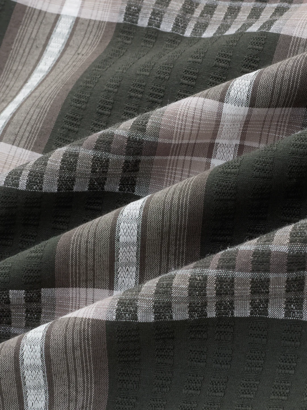 Forest Green Soft Textured Checks Shirt - Image 3