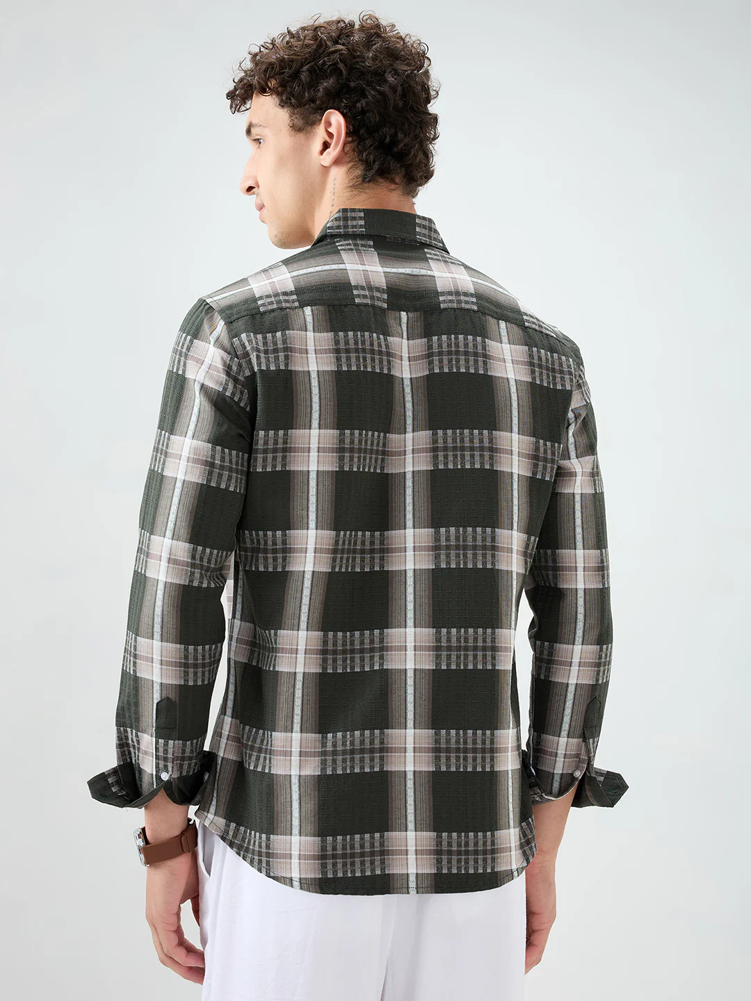 Forest Green Soft Textured Checks Shirt - Image 7