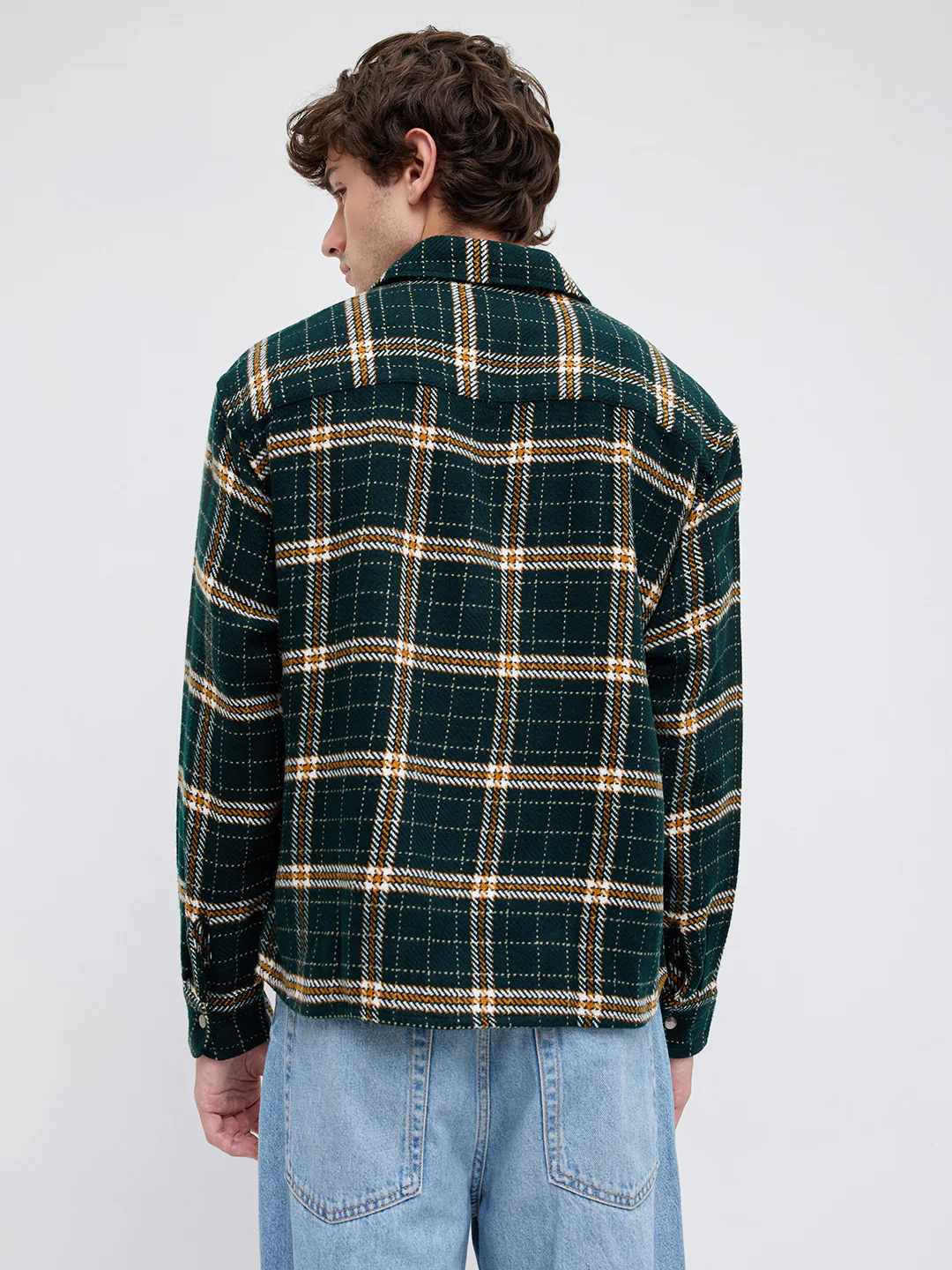 Forest Green Tartan Checked Boxy Fit Crop Flannel Shirt - Image 6