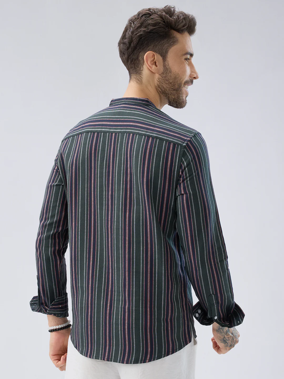 Premium Cotton Forest Muse Multistripe Kurta - Image 8