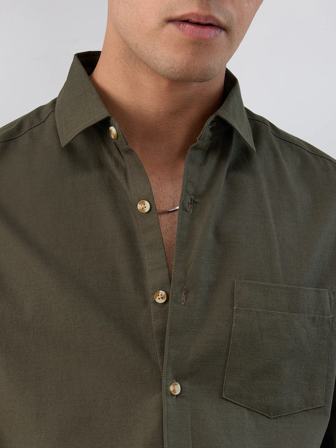 Forest Olive Fineweave Everyday Shirt - Image 3