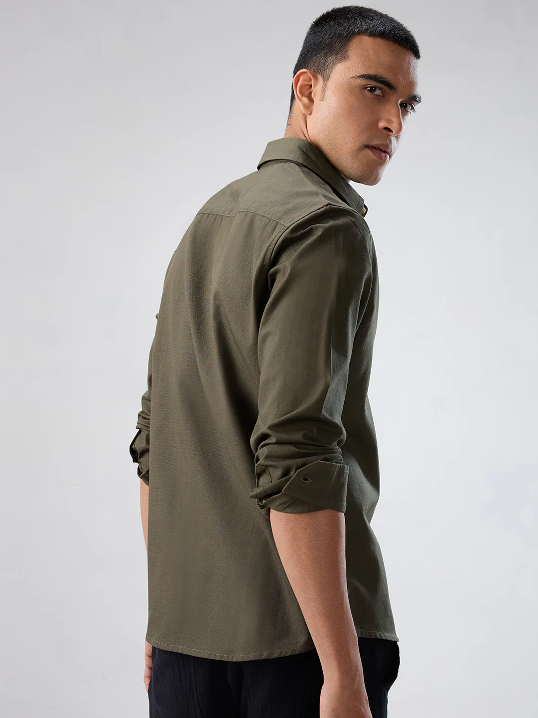Forest Olive Fineweave Everyday Shirt - Image 7