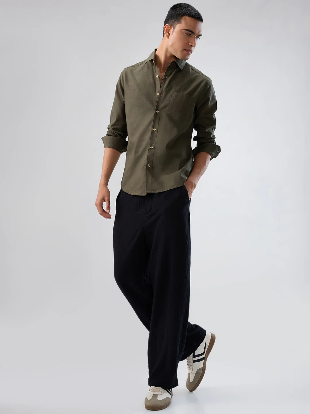 Forest Olive Fineweave Everyday Shirt - Image 8