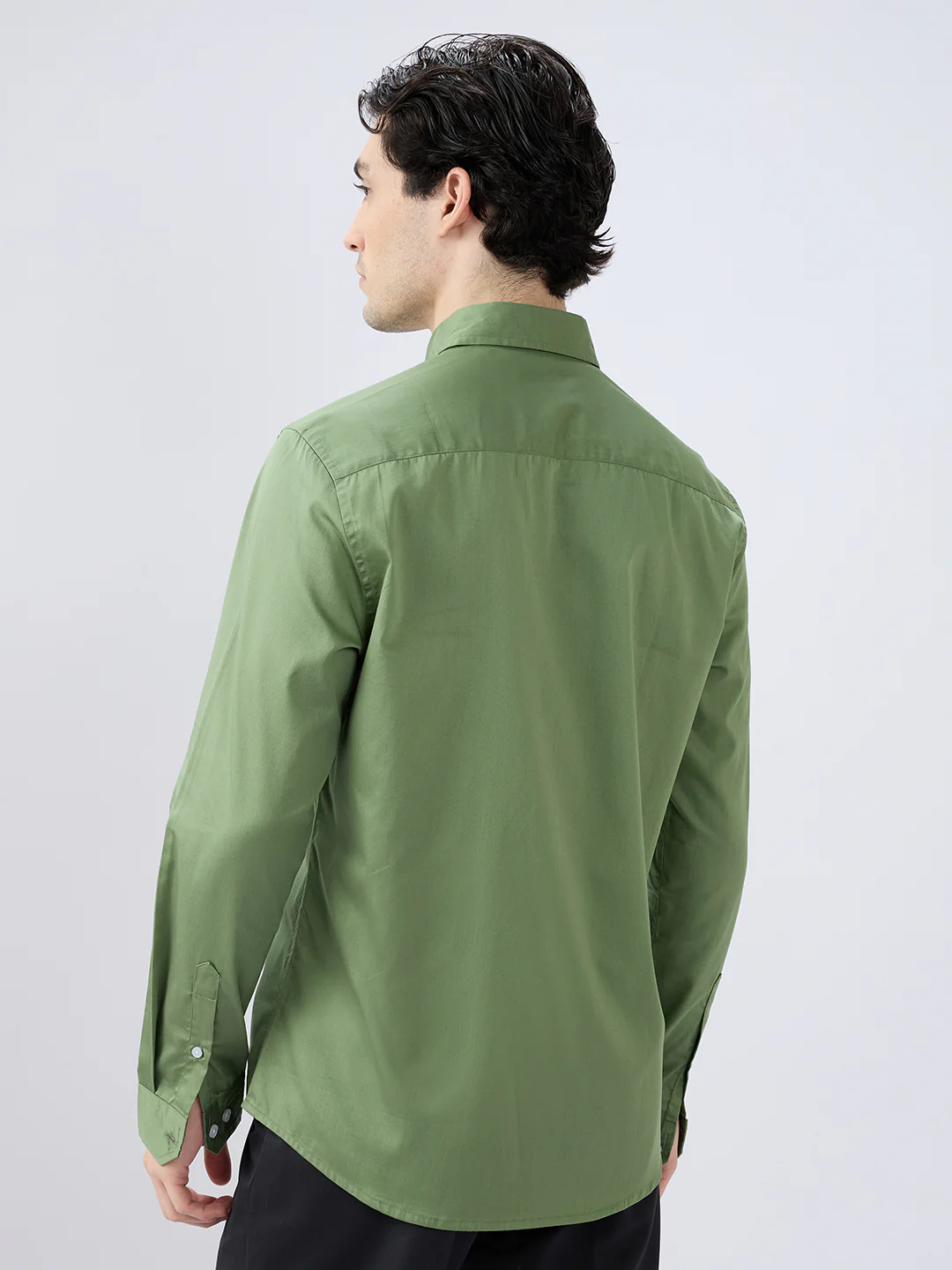 Forest Sheen Luxe Satin Button-down Collar Shirt - Image 4
