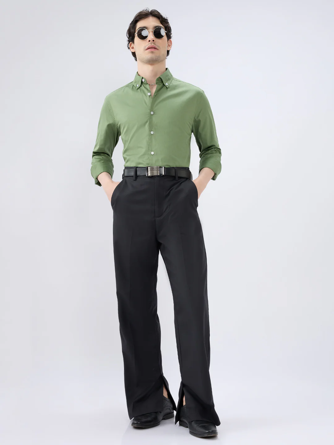 Forest Sheen Luxe Satin Button-down Collar Shirt - Image 5