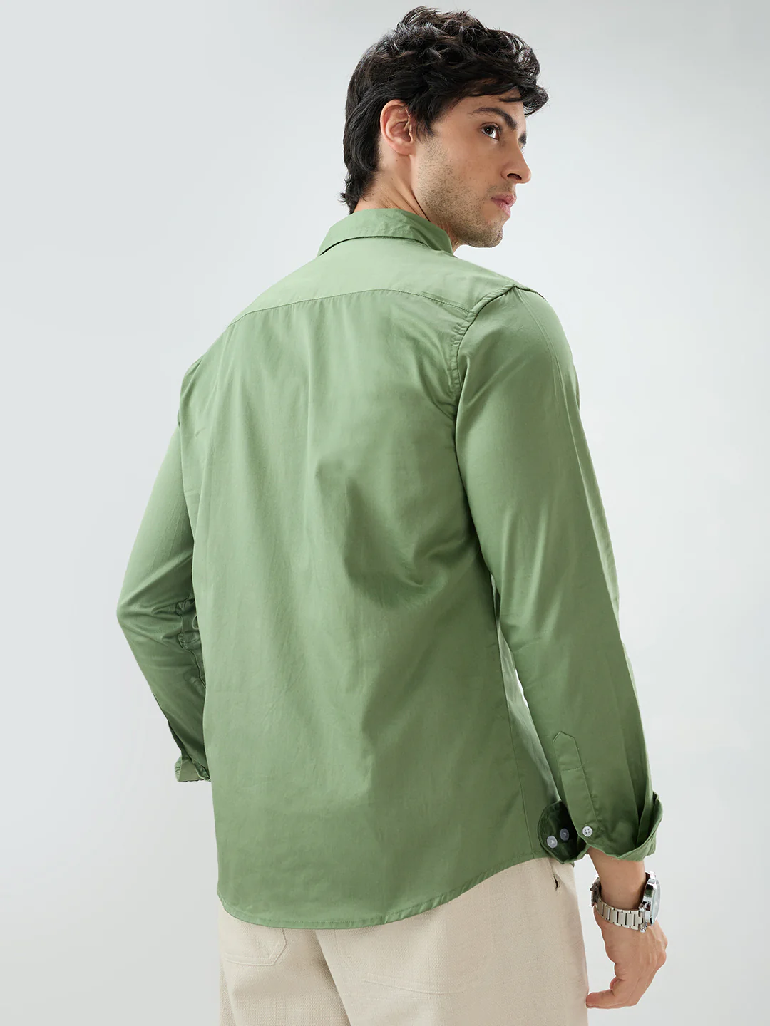 Forest Sheen Luxe Satin Button-down Collar Shirt - Image 7