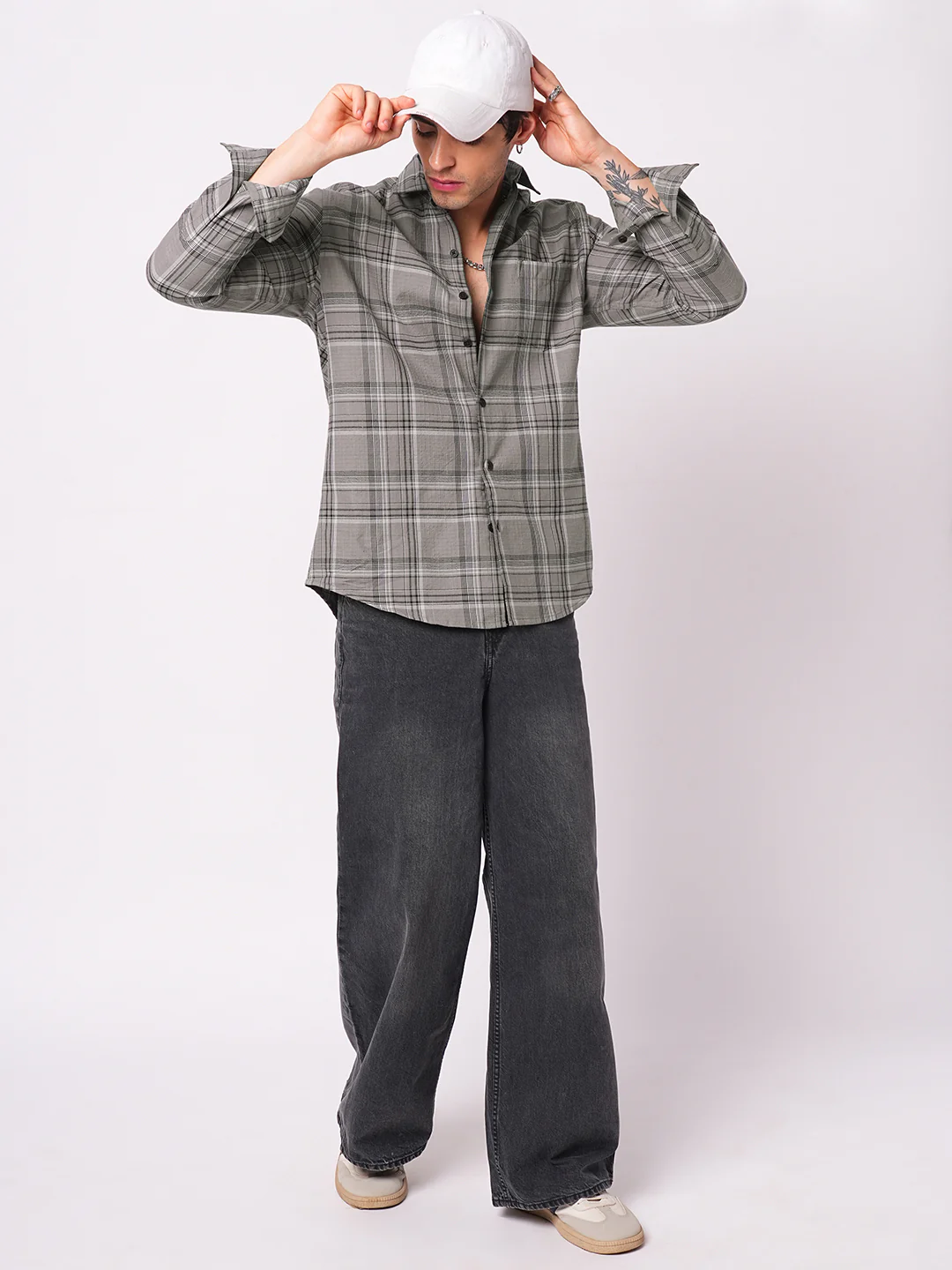 Fossil Grey & Black Tartanique Checkered Textured Shirt - Image 8