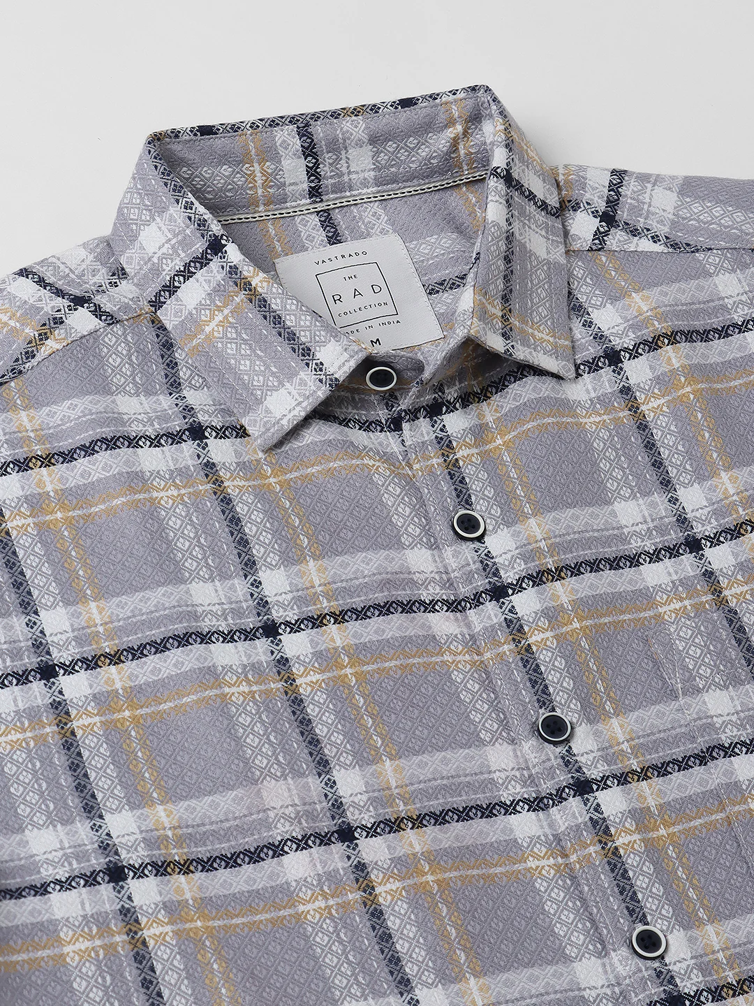 Fossil Grey Diamond Jacquard Checkered Shirt - Image 3