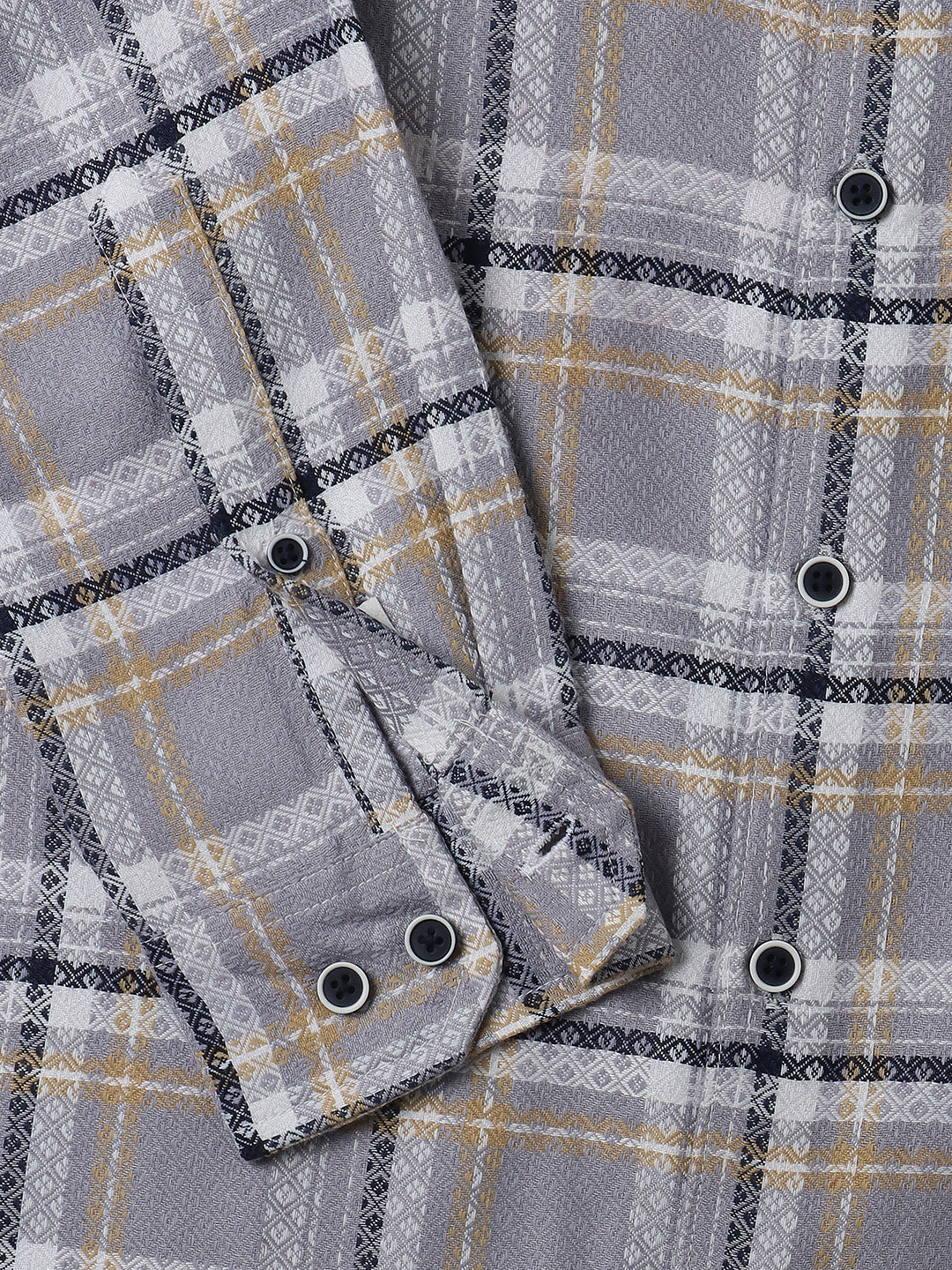 Fossil Grey Diamond Jacquard Checkered Shirt - Image 9