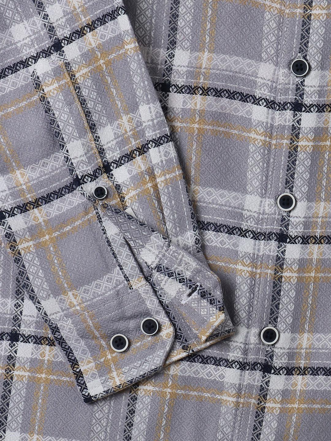 Fossil Grey Jacquard Checkered Shirt - Image 9