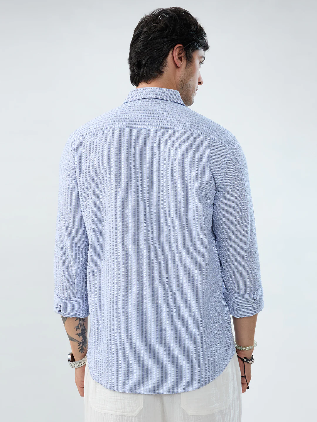 Frost White Azure Fine Striped Seersucker Shirt - Image 8