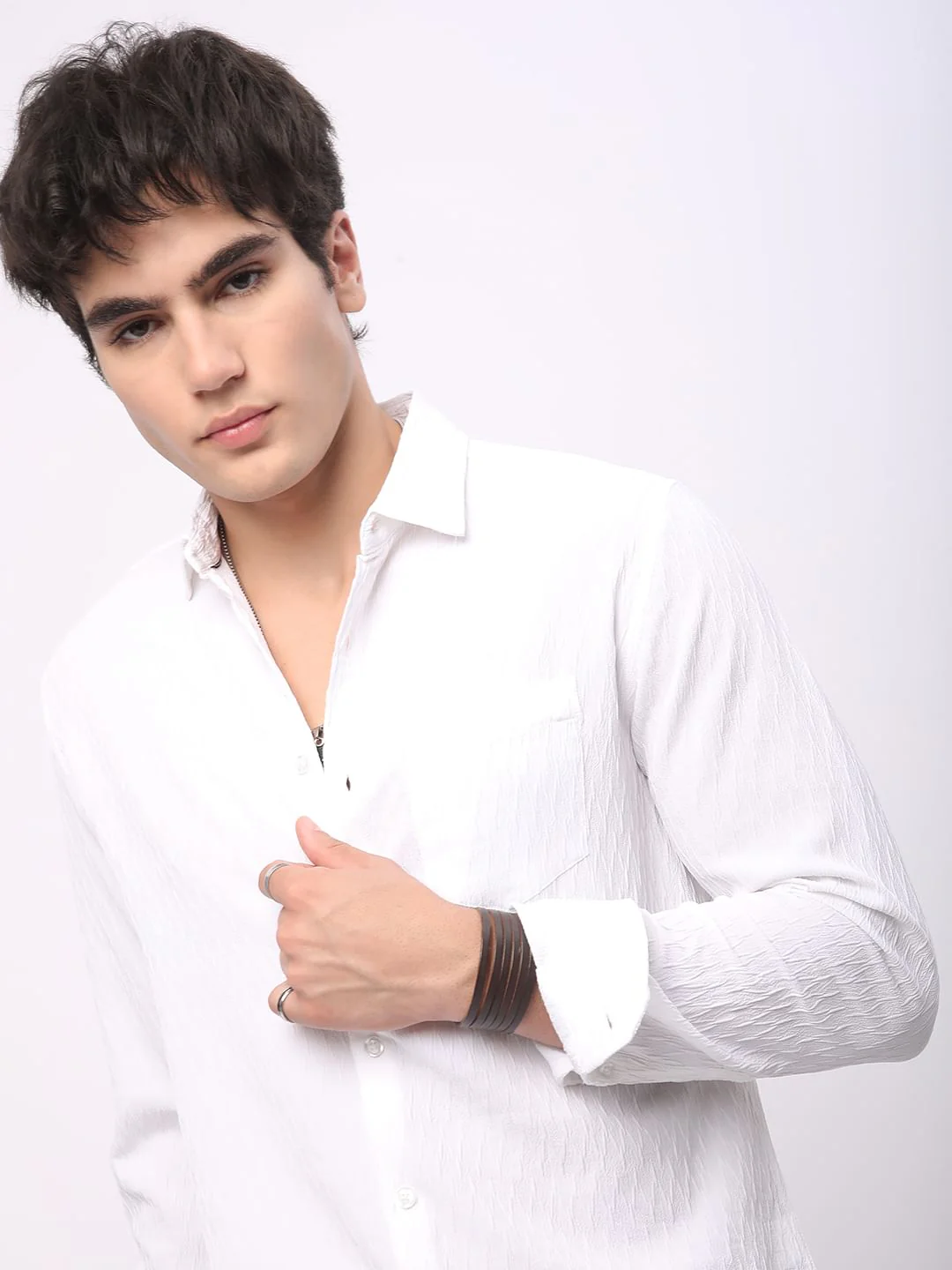 Frost White Crinkled Textured Shirt - Image 2