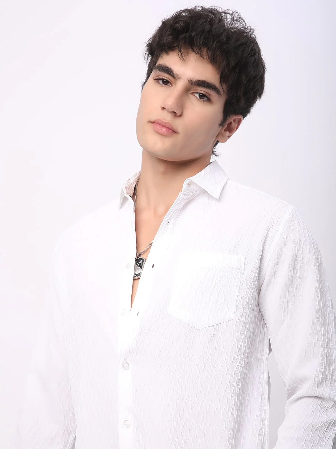 Frost White Crinkled Textured Shirt - Image 3