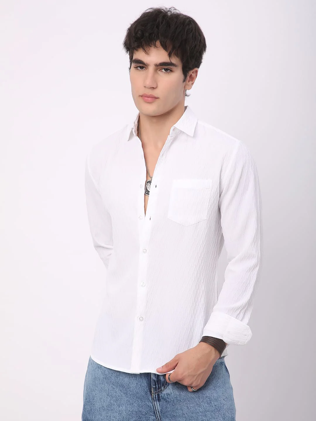 Frost White Crinkled Textured Shirt - Image 5
