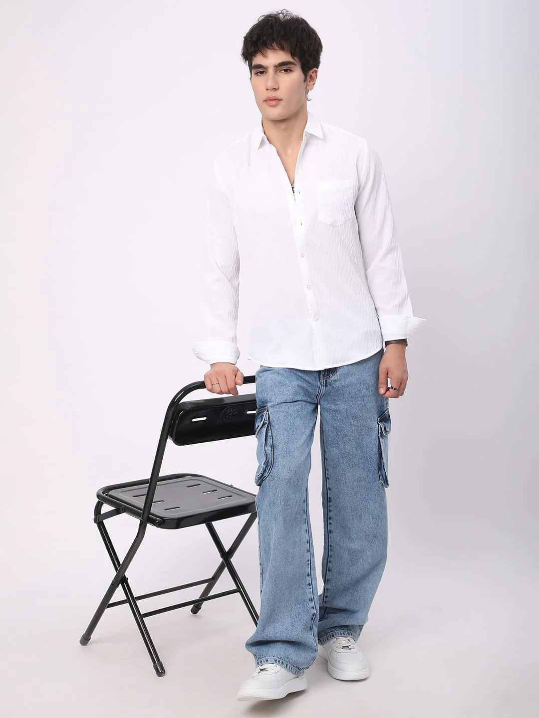 Frost White Crinkled Textured Shirt - Image 8