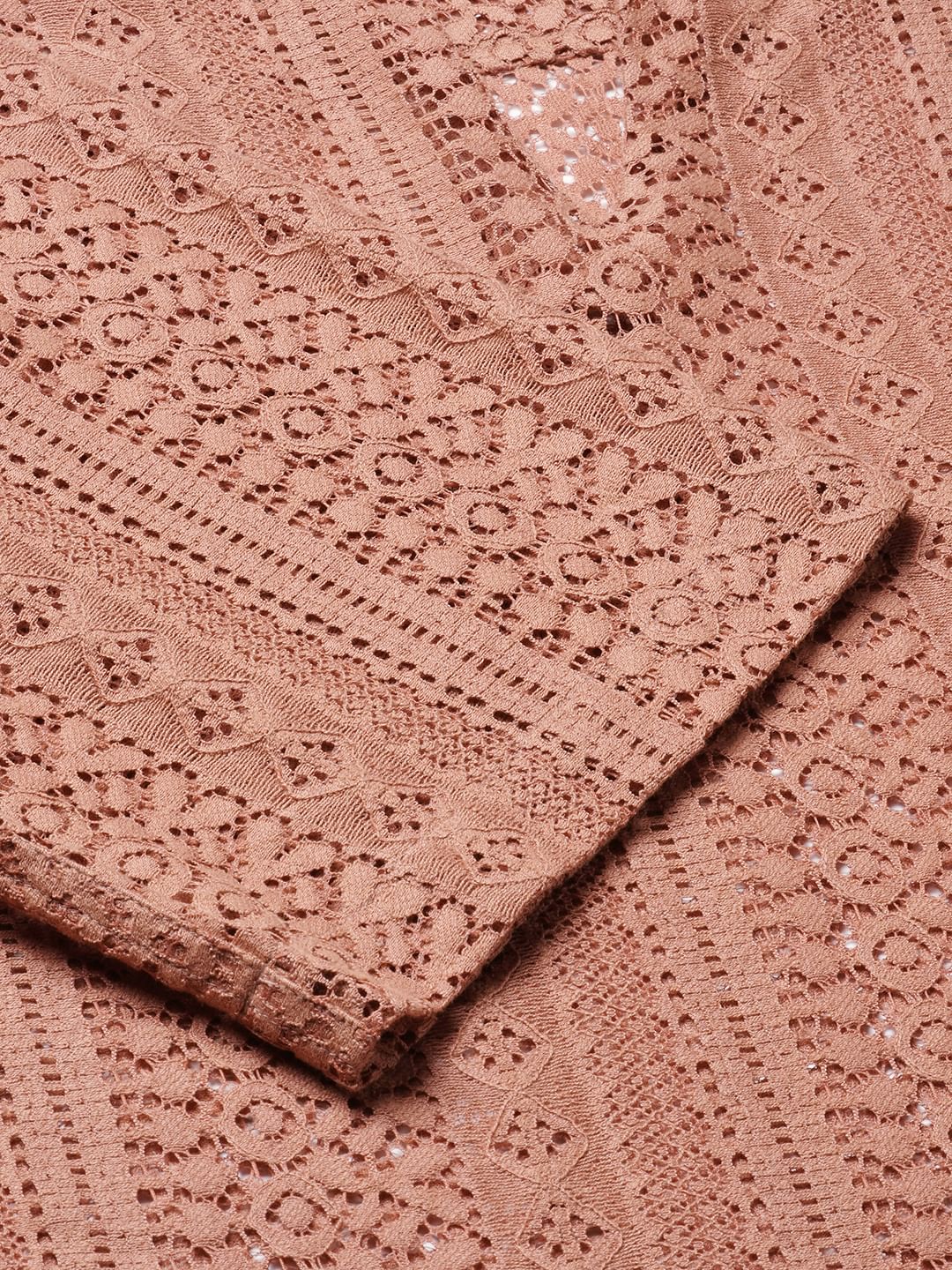Georgia Peach Crochet Oversized Polo Shirt - Image 9