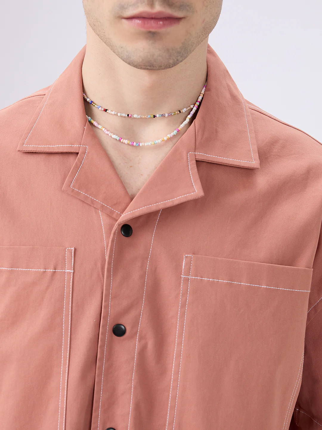Georgia Peach Twin Pocket Oversized Crop Shirt - Image 3