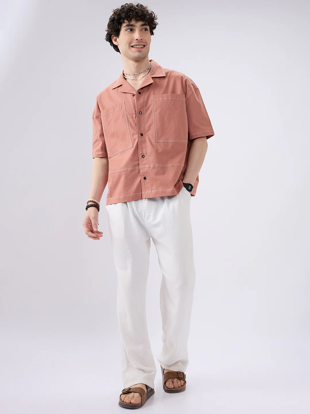 Georgia Peach Twin Pocket Oversized Crop Shirt - Image 6