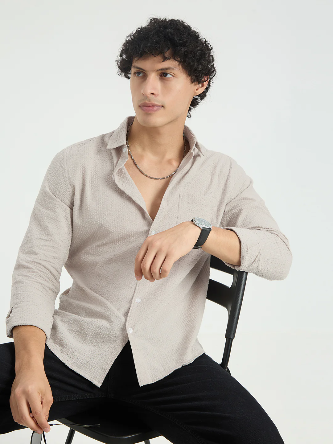 Glacier Grey Seersucker Shirt - Image 2
