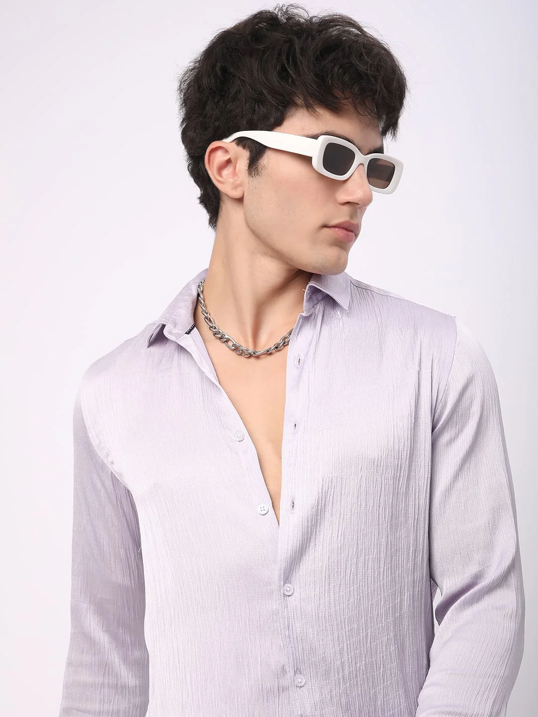 Glinty Periwinkle Crinkled Shirt - Image 3