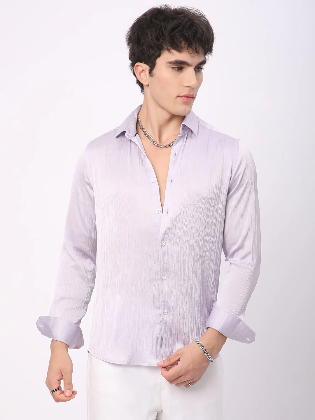 Glinty Periwinkle Crinkled Shirt - Image 5