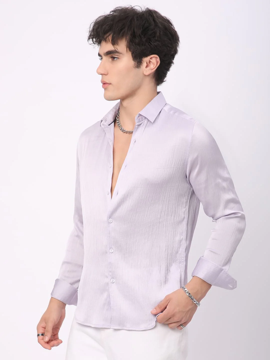 Glinty Periwinkle Crinkled Shirt - Image 6