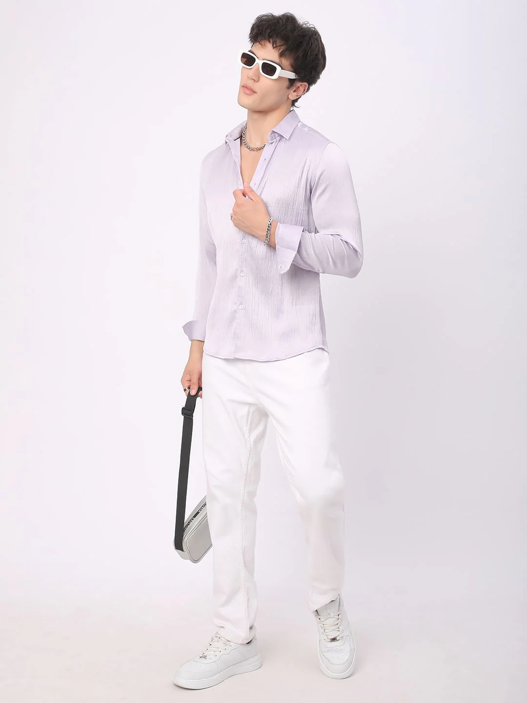 Glinty Periwinkle Crinkled Shirt - Image 8