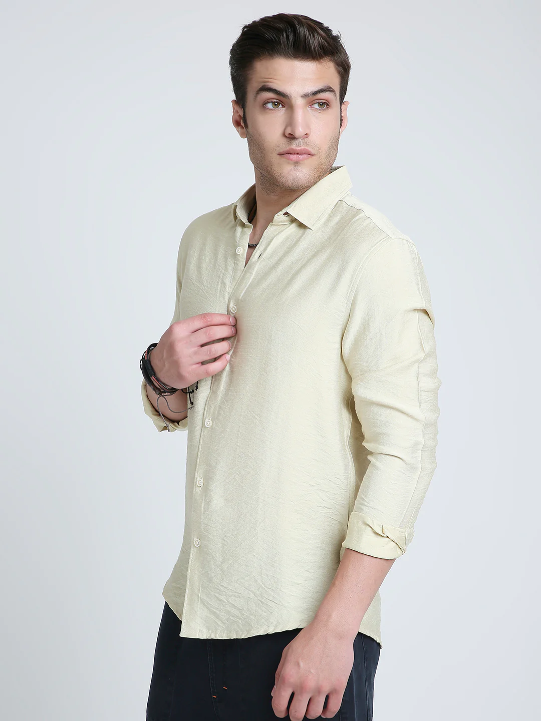 Golden Beige Lightweight Crinkled Shirt - Image 5